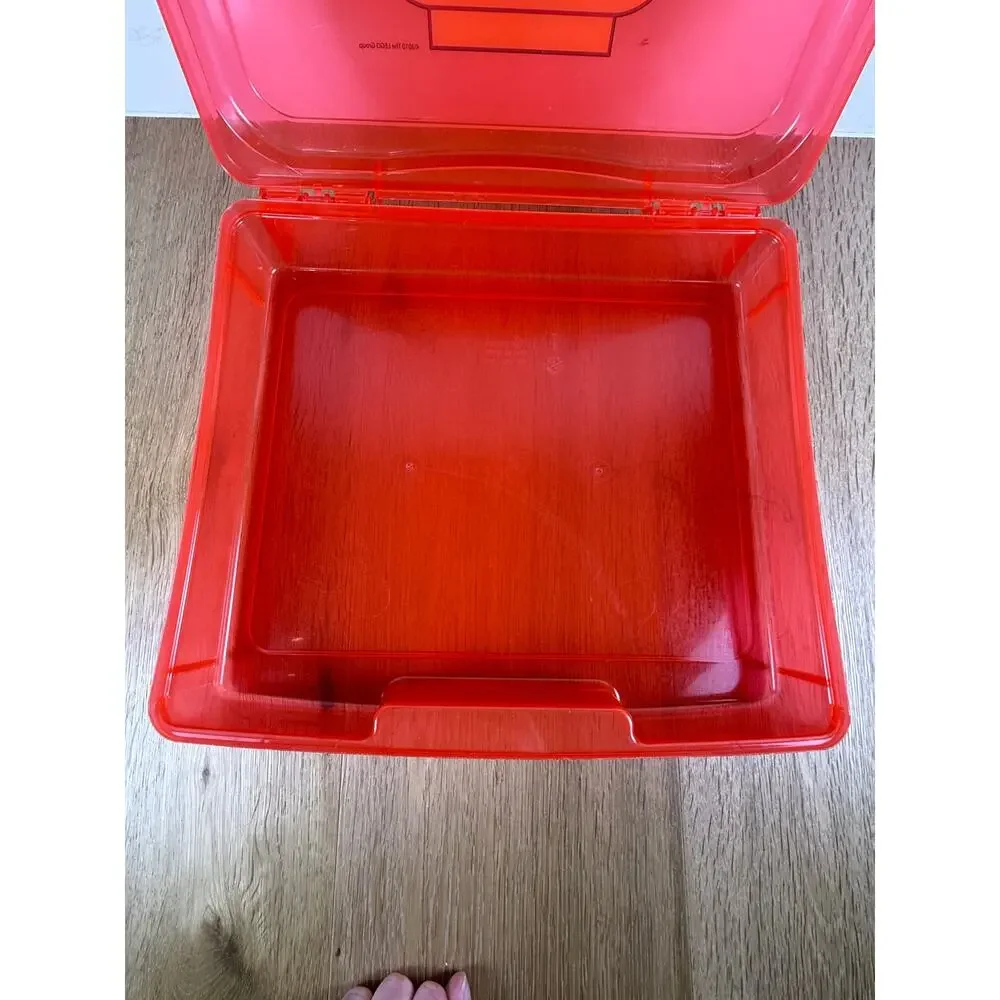 LEGO Minifigure Head Storage Case Gently Used Lot of 2 Red Yellow